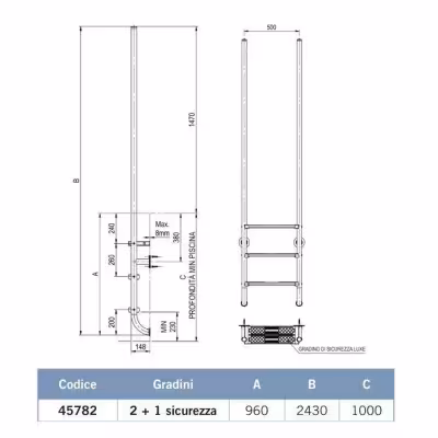Astralpool Elegant Pool Ladder With Added Safety Step - 2 - Ladders