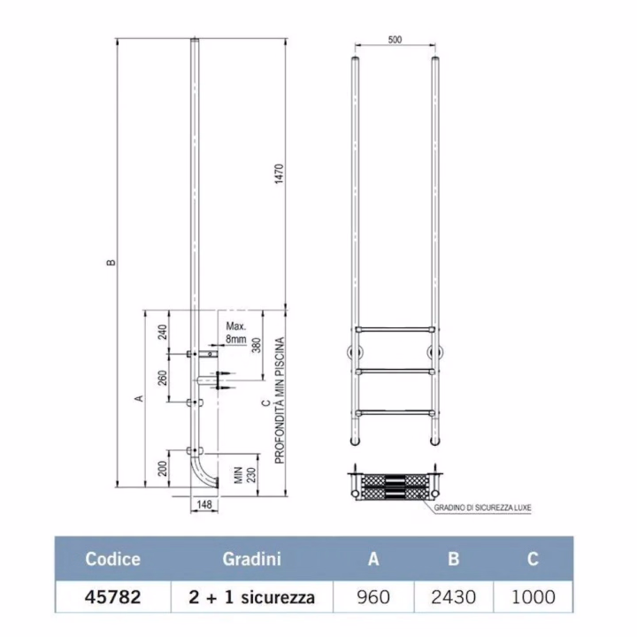 AstralPool elegante zwembadladder met extra veiligheids trede - 2 - Ladders