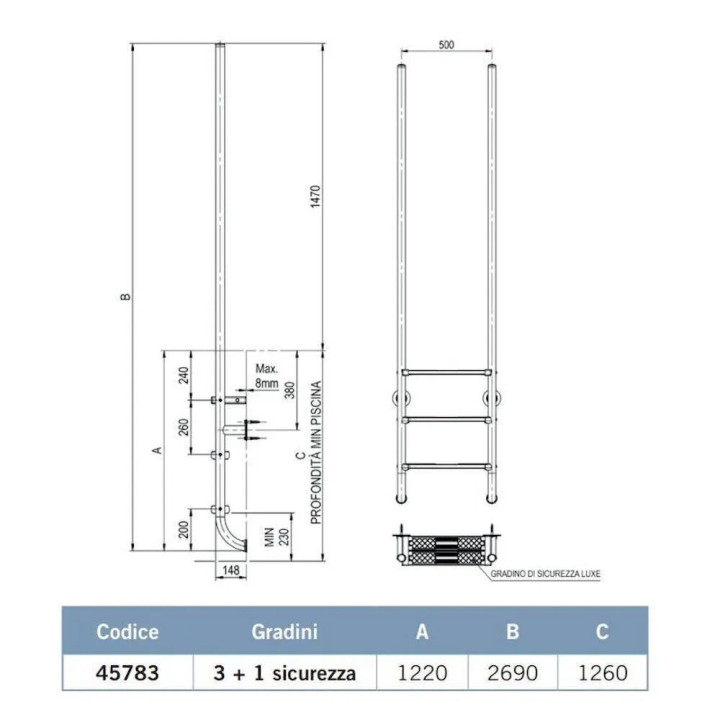 Astralpool Scaletta Per Piscina Elegante Con Gradino Di Sicurezza - 3 - Scale
