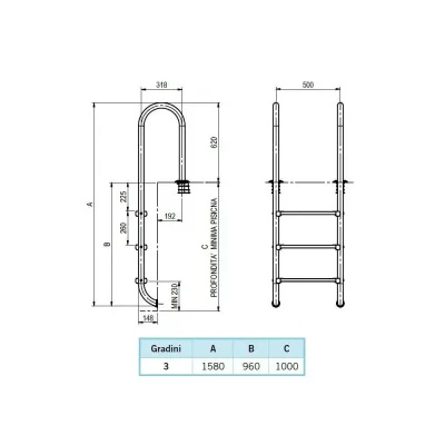 Pool ladder with narrow handrail AstralPool - 2