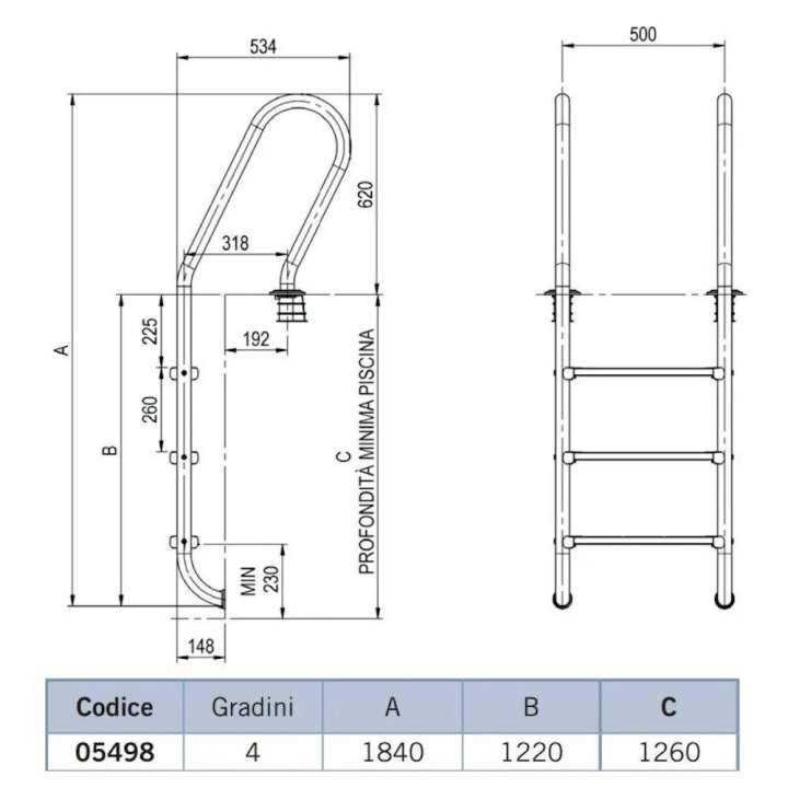 AstralPool escalera de piscina con pasamanos modelo Mixed - 2 - Escaleras