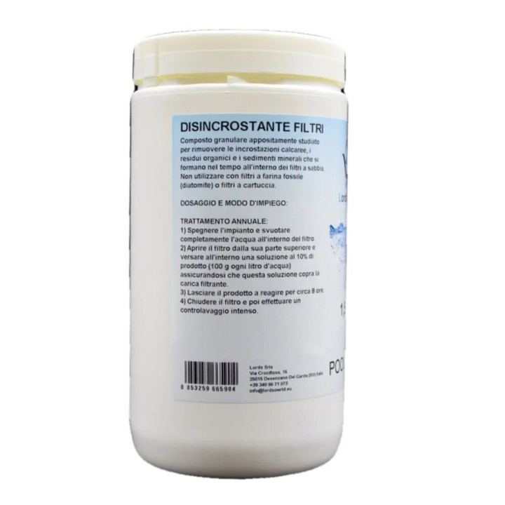 Desincrustante granular 1.5 kg para filtros de arena LordsWorld - 1 - Clarificadores y Enzimas