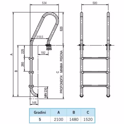 Astralpool Pool Ladder With Handrail Mixed Luxe Model - 3 - Ladders