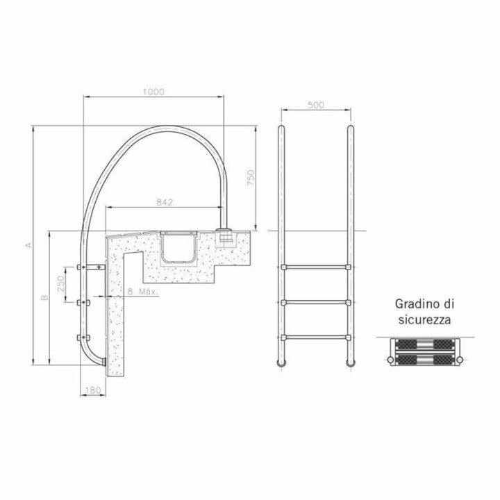 AstralPool escalera para piscina desbordante - 3 - Escaleras