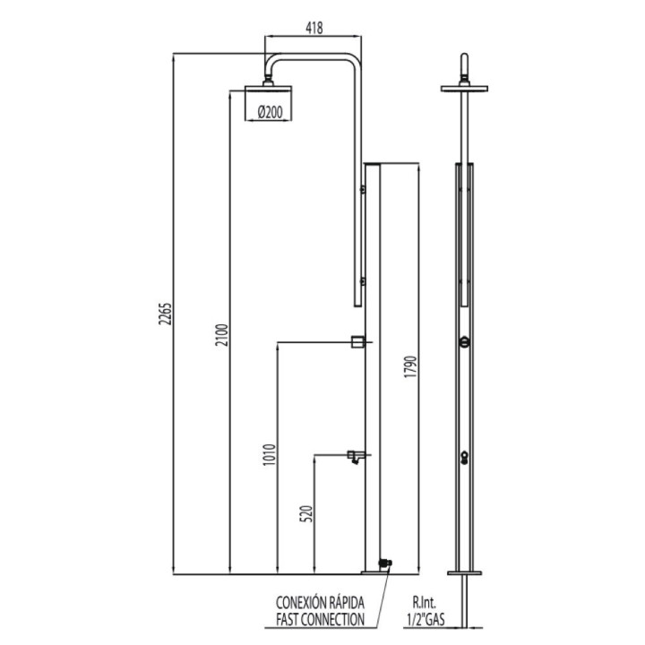AstralPool ducha cromada para piscina con lavapiés - 11 - Duchas